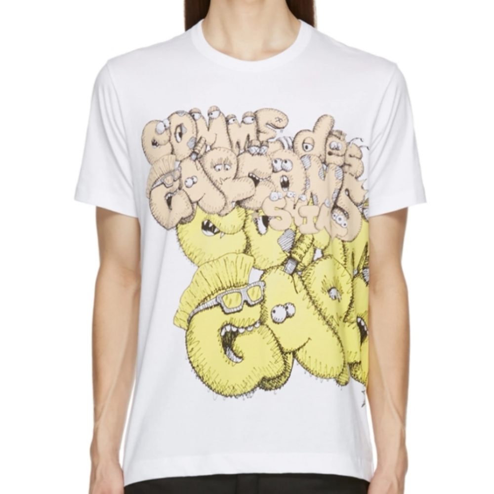 CDG X white KAWS logo Tee NWT